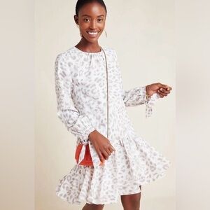 Mare Mare Anthropologie Felix Dress Leopard Print Ruffles Size XS relaxed fit